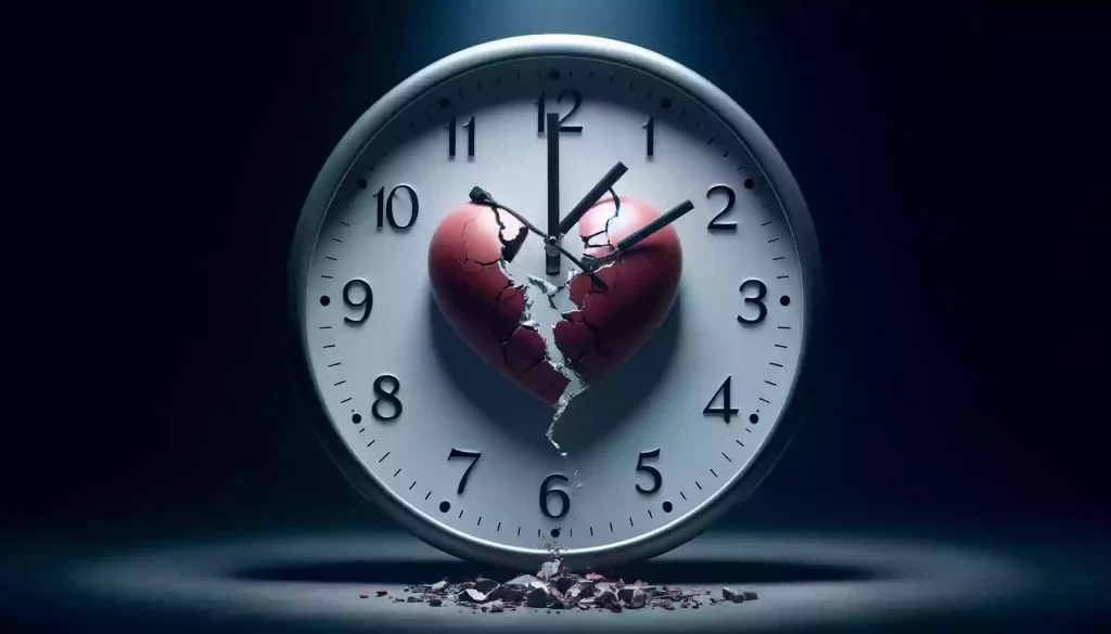 cracked heart and clock