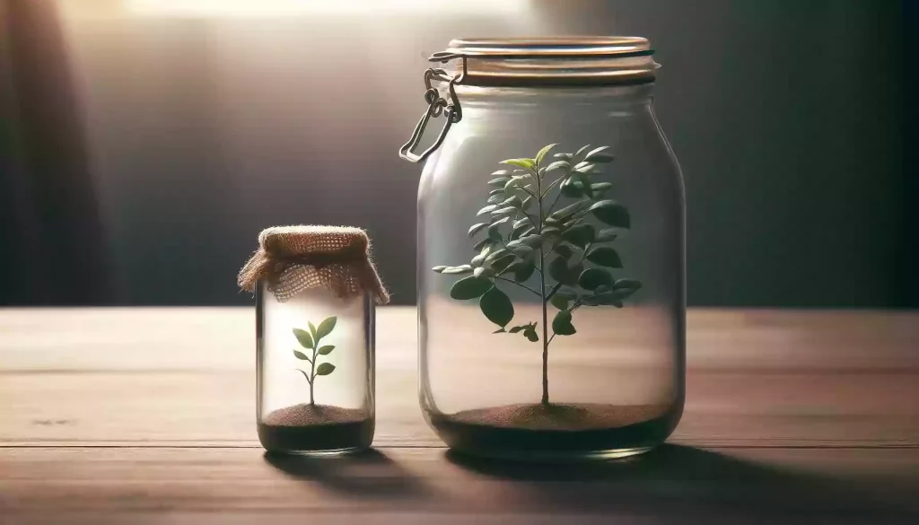 sapling in jar