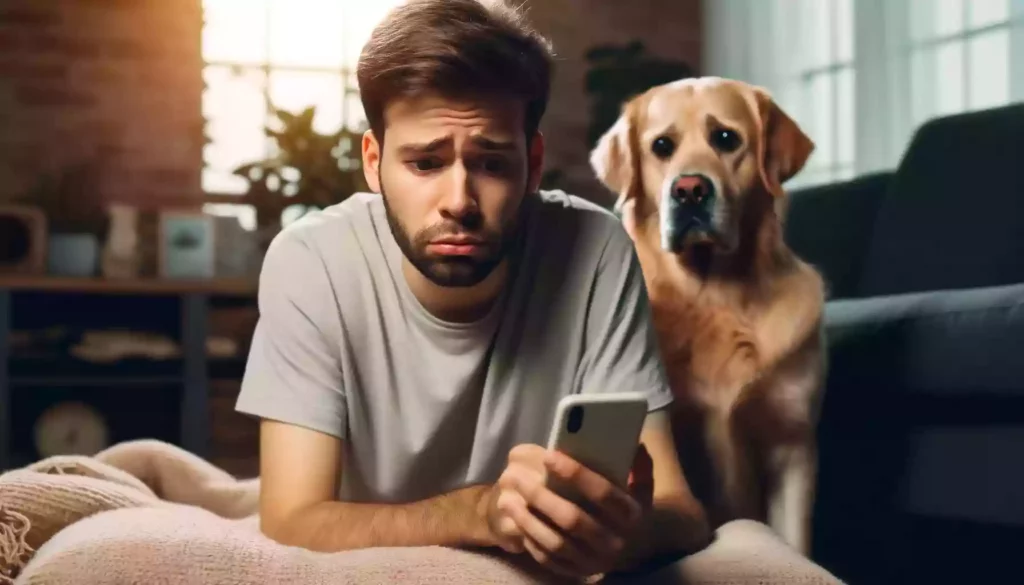 anxious dog owner