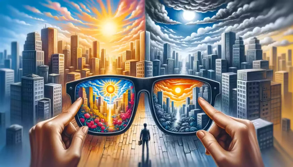 cityscape through glasses