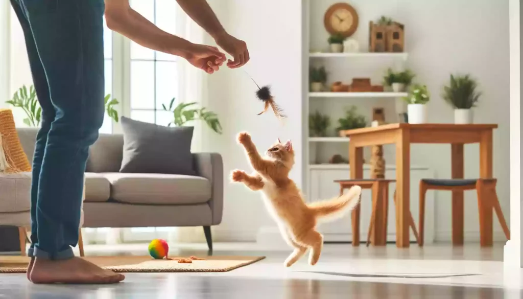 orange cat playing